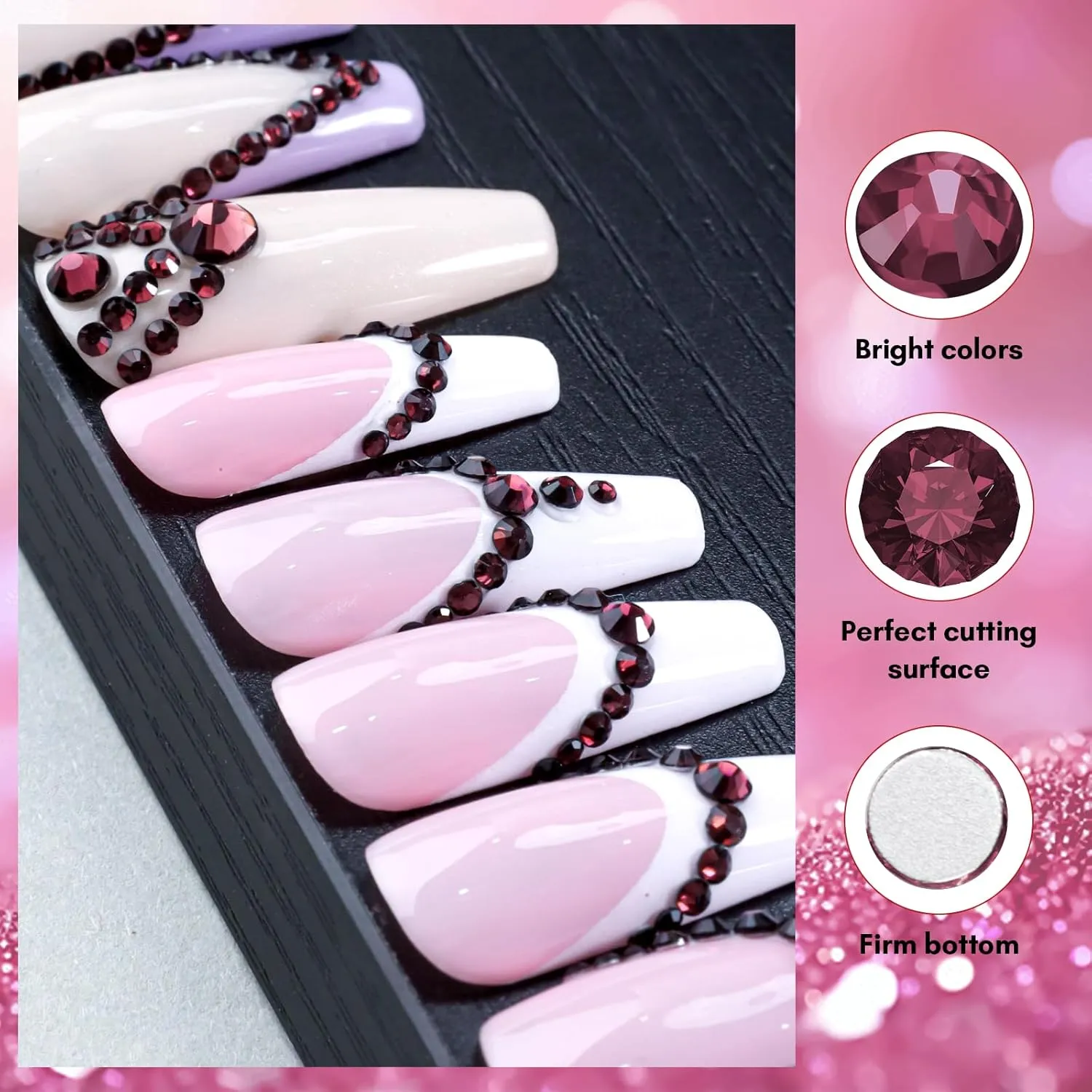 Makartt Nail Decoration Rhinestone Set nagelstenar svart lila