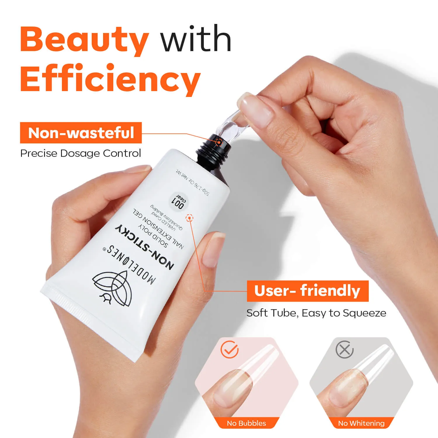 Modelones Non-sticky Solid Extension Gel polygel clear stark