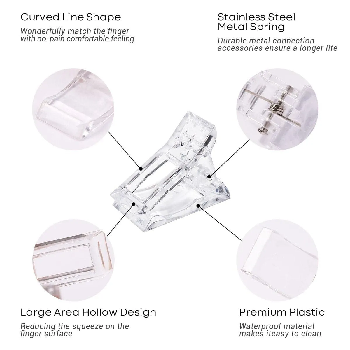 Modelones Nail Tips Clip nagelklämmor 5-pack transparent