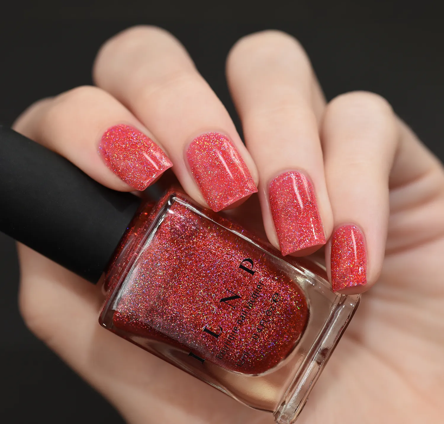 ILNP Sunkissed nagellack vattenmelonrött holografiskt