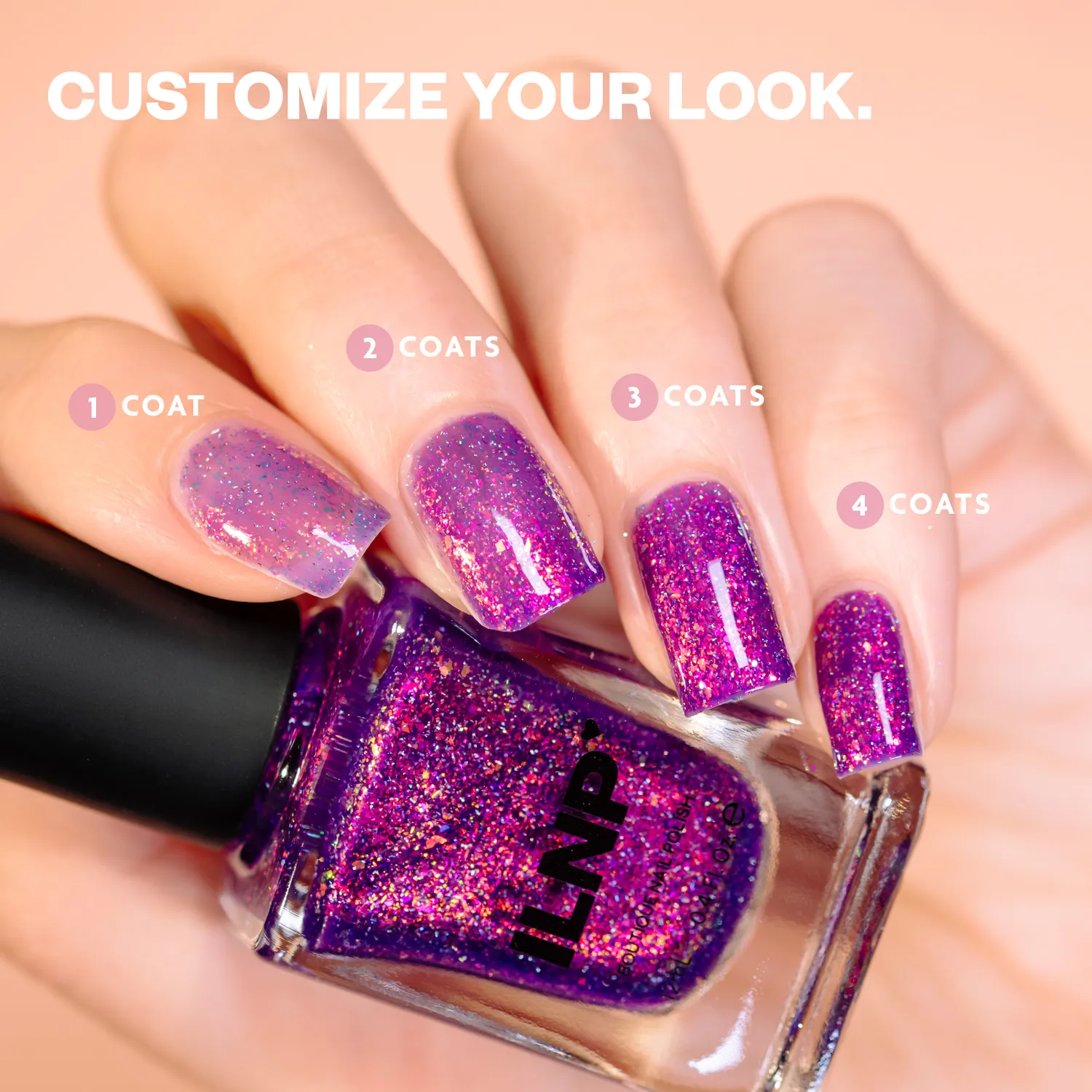 ILNP Kinetic nagellack lila rosa-grönt skimmer