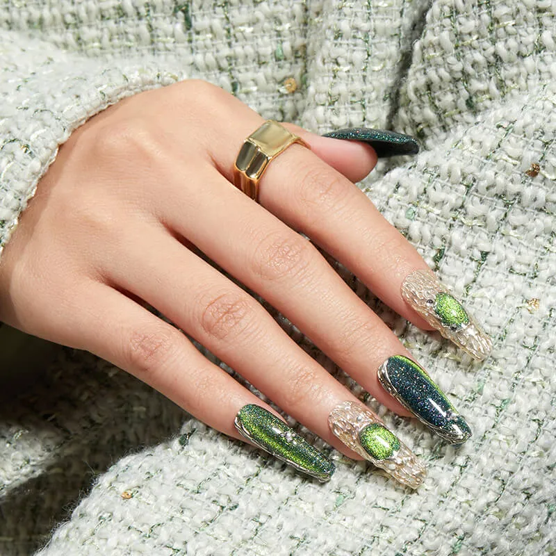 Modelones Inspire Gel Sparkling Meadow gellack 15 ml grön cat eye