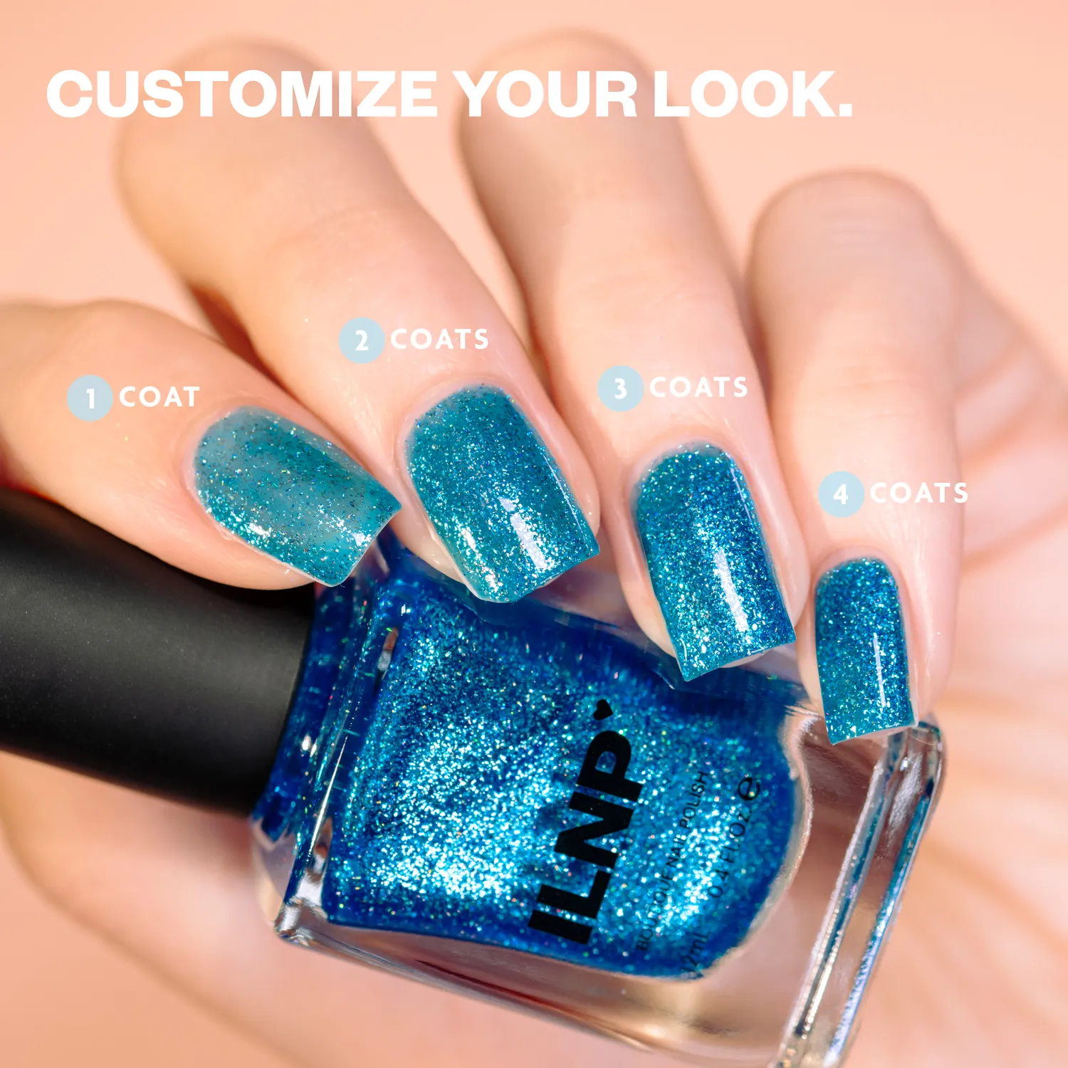 ILNP Flow State nagellack akvamarin holografisk skimmer