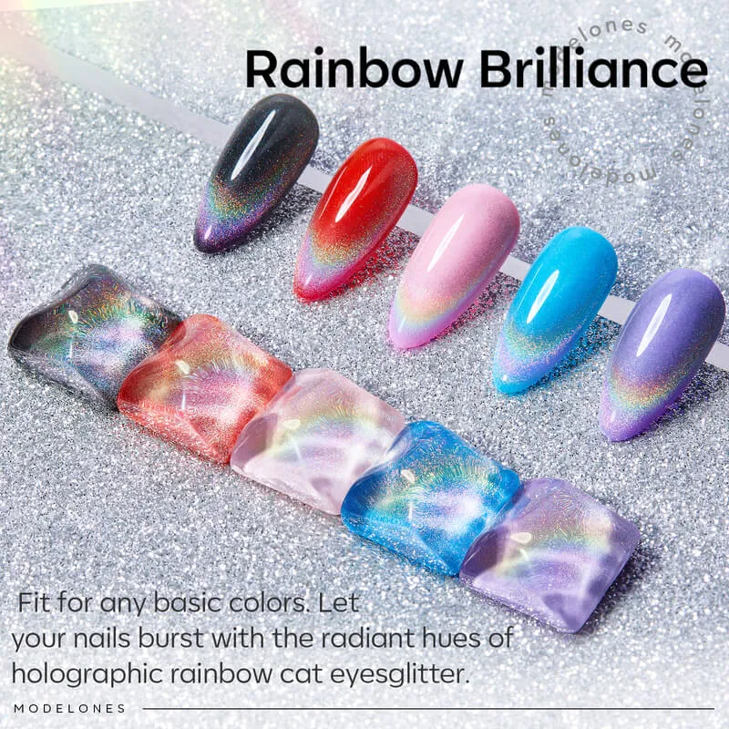 Modelones Holographic Glitter gel top coat cat eye 10 ml