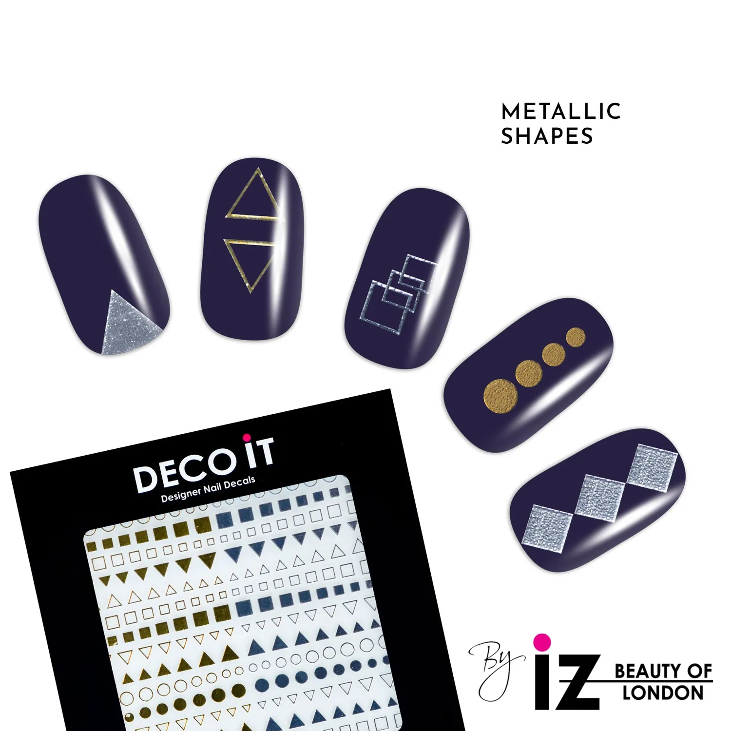 Iz Beauty Nail Art Metallic Shapes nageldekaler silver