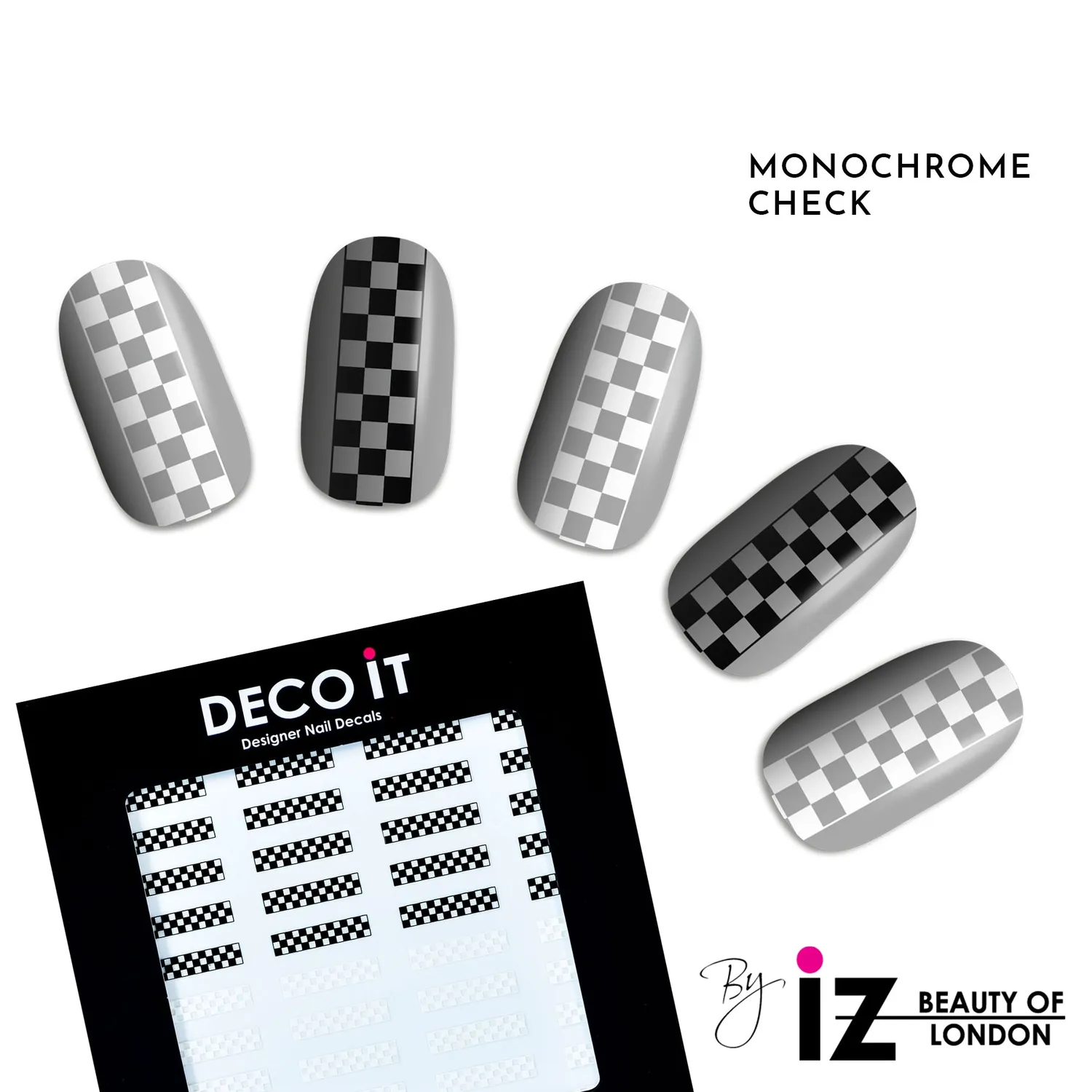 Iz Beauty Monochrome Checker Board nageldekalar schack
