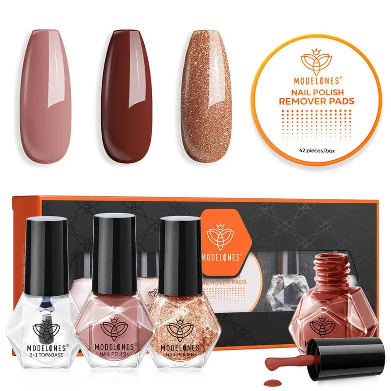 modelones Autumn Temptation nagellack 6-pack brun guld