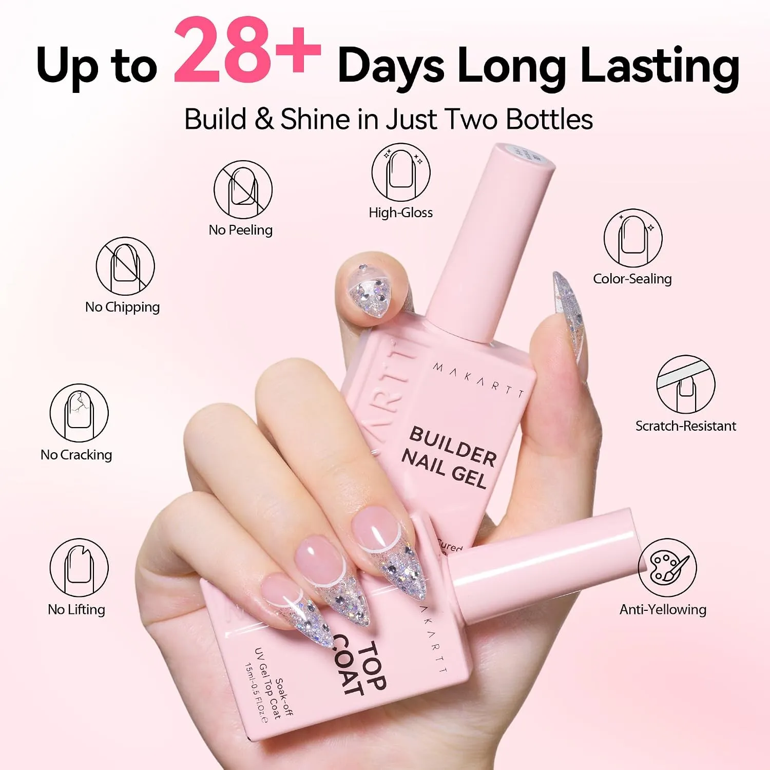 Makartt Builder Base Top Coat kit nude pink täckande