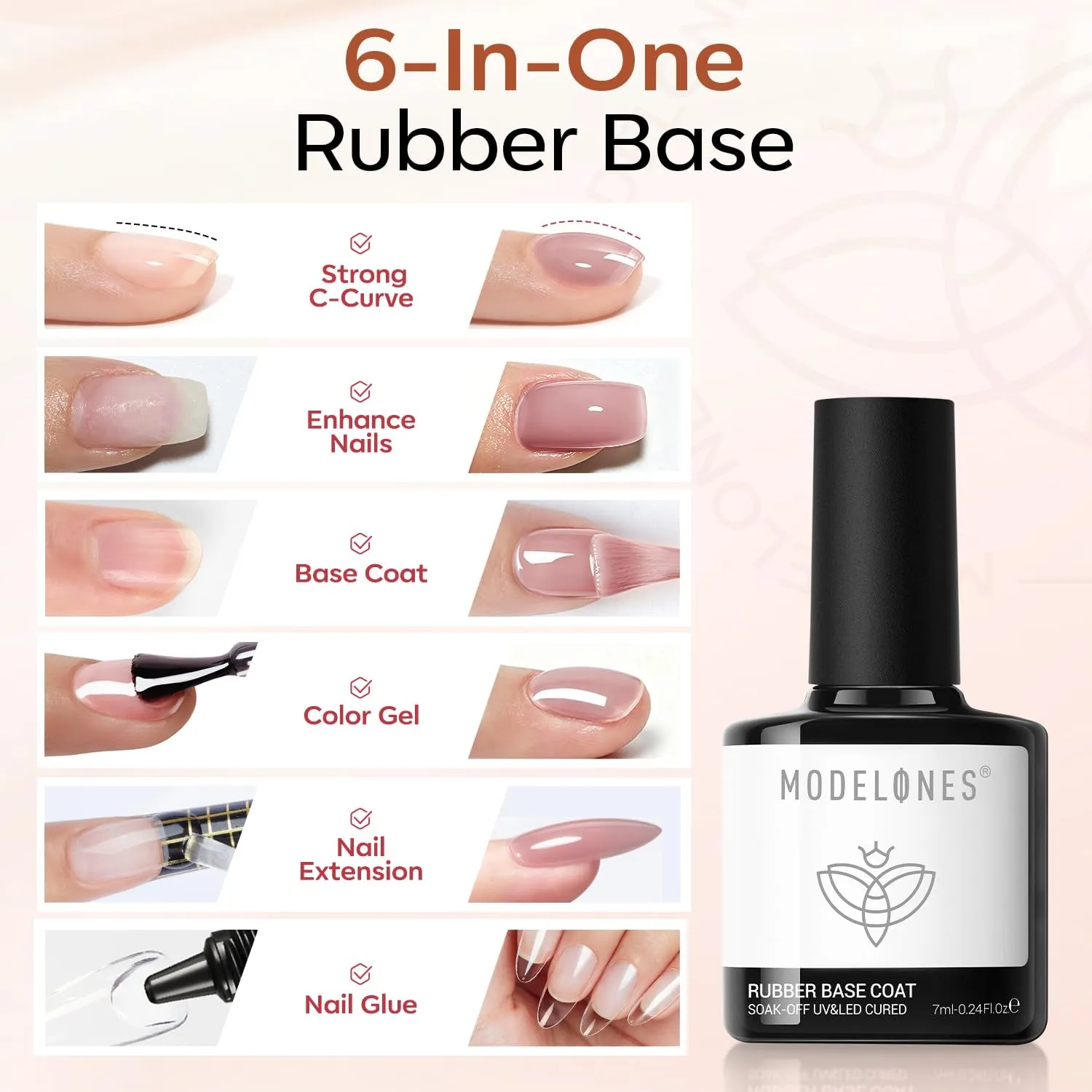 Modelones Nude Rubber baslack set 6-pack 7 ml