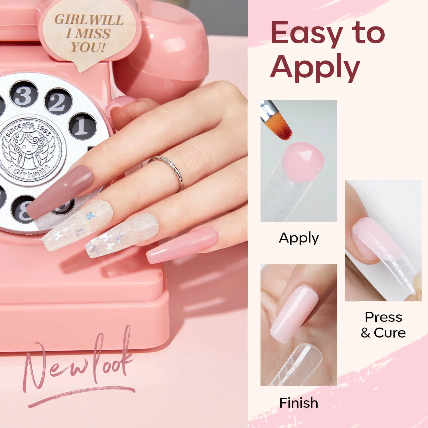 modelones Nude Clear Black Pink polygelkit 4 toner