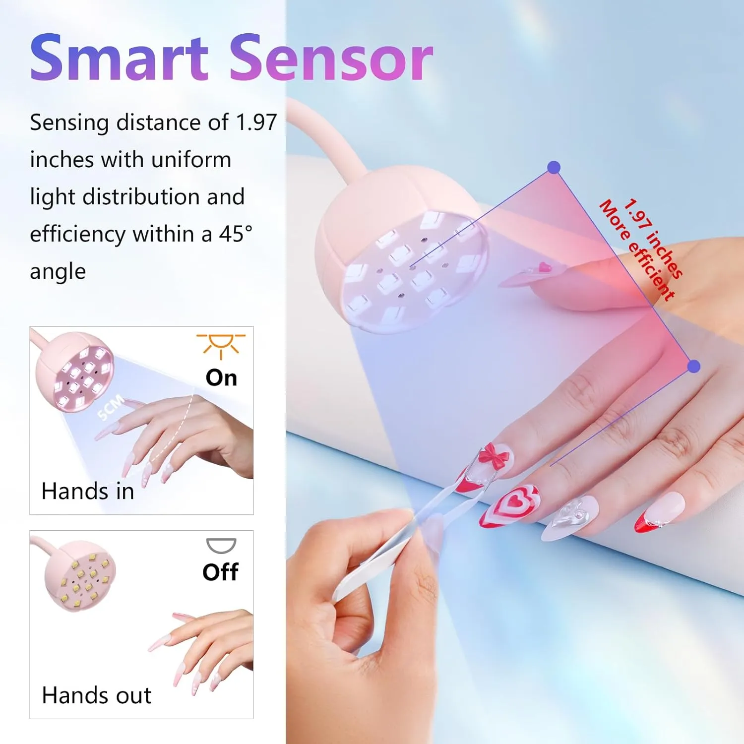 Makartt Gooseneck UV LED nagellampa 39W rosa