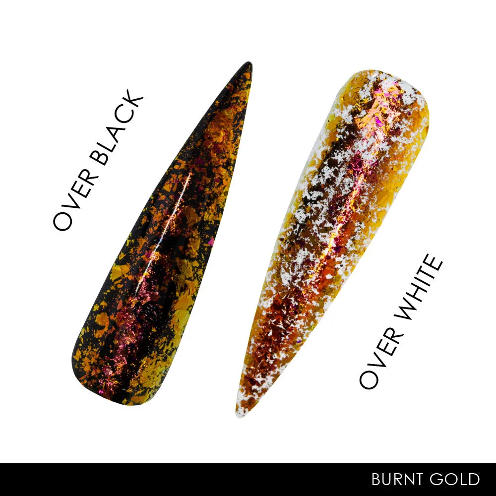 Iz Beauty Burnt Gold nagelflagor chrome kameleont