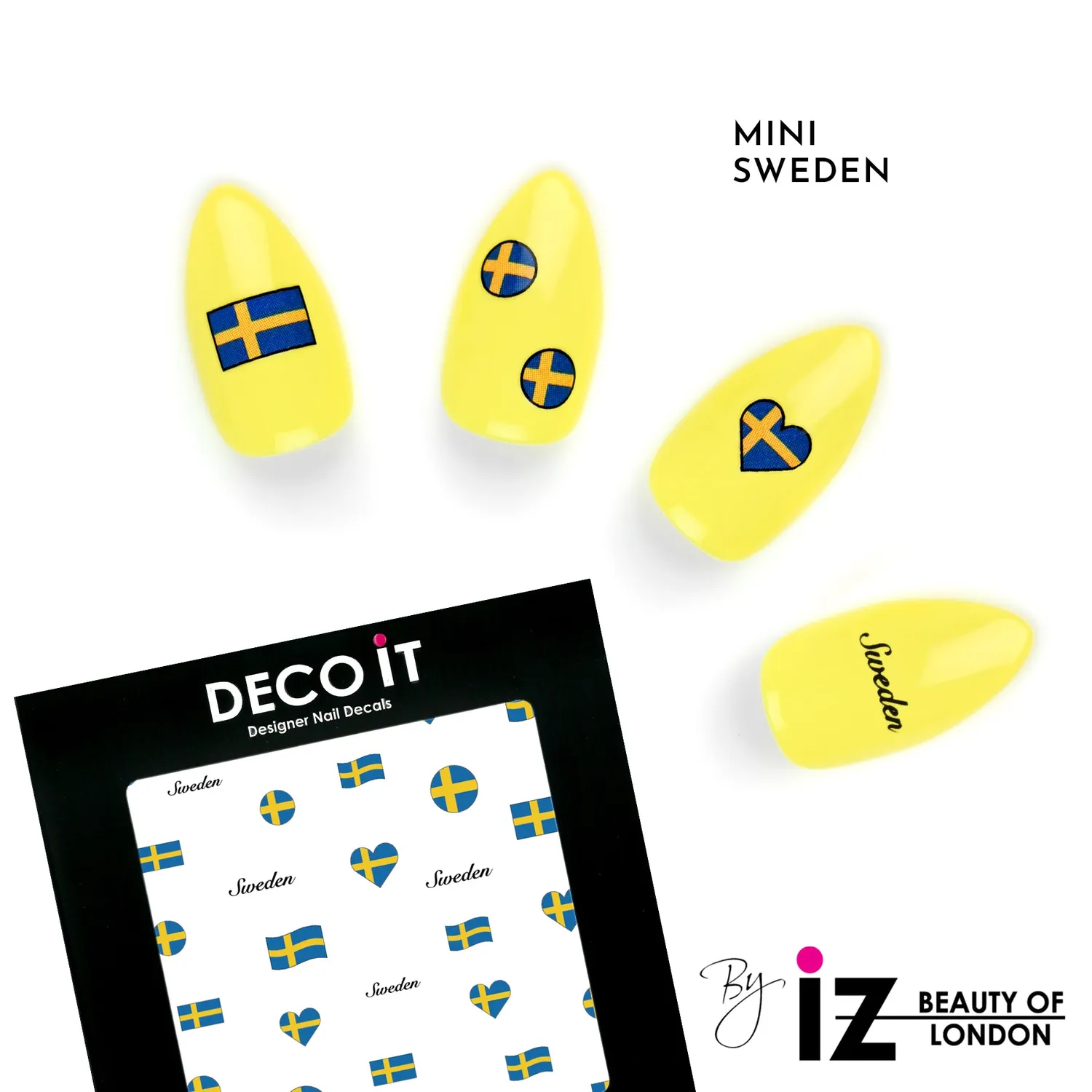 Iz Beauty Mini Sweden Flag nageldekaler 30-pack