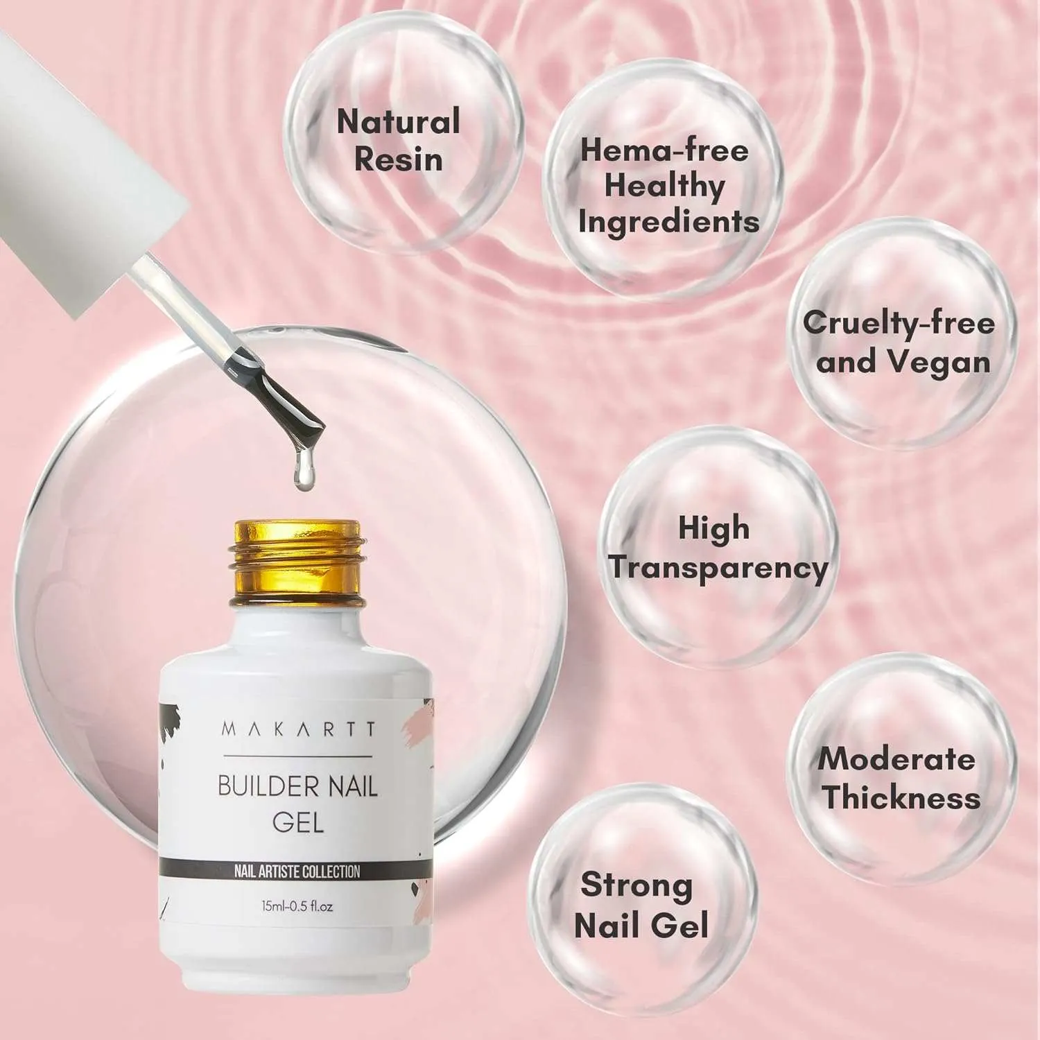 Makartt Builder 5 in 1 Apex byggel rosa 15 ml stark