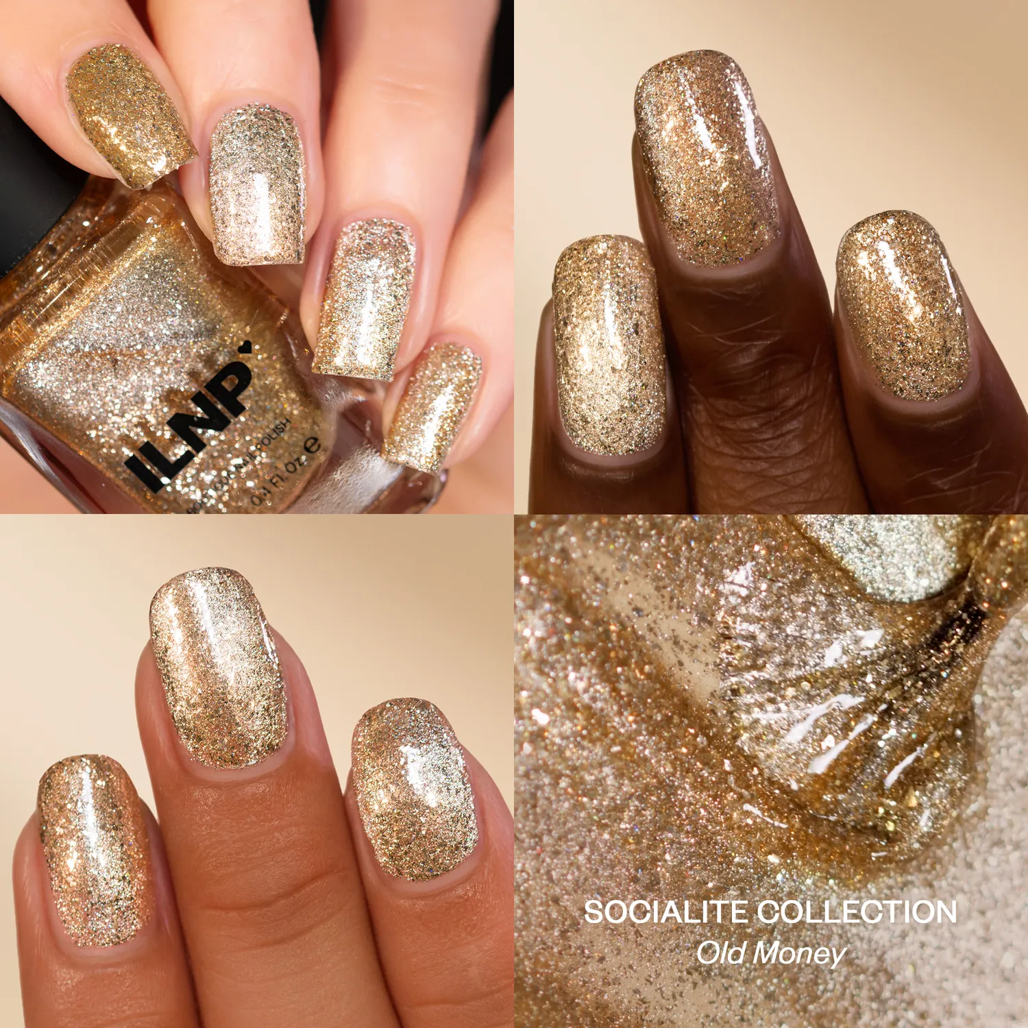 ILNP Old Money nagellack magnetisk champagne guld