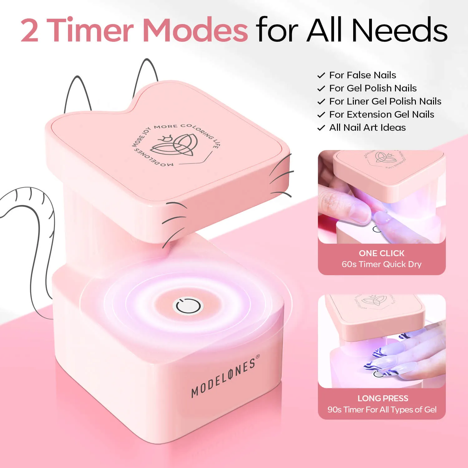 modelones Meow 8W Mini Finger UV nagellampa rosa LED