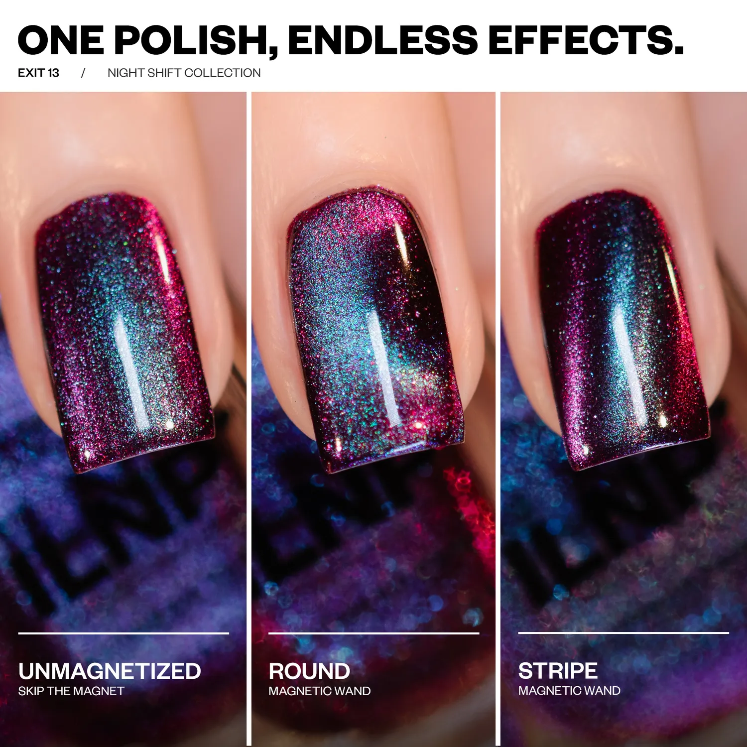 ILNP Exit 13 magnetiskt nagellack burgundy cat-eye