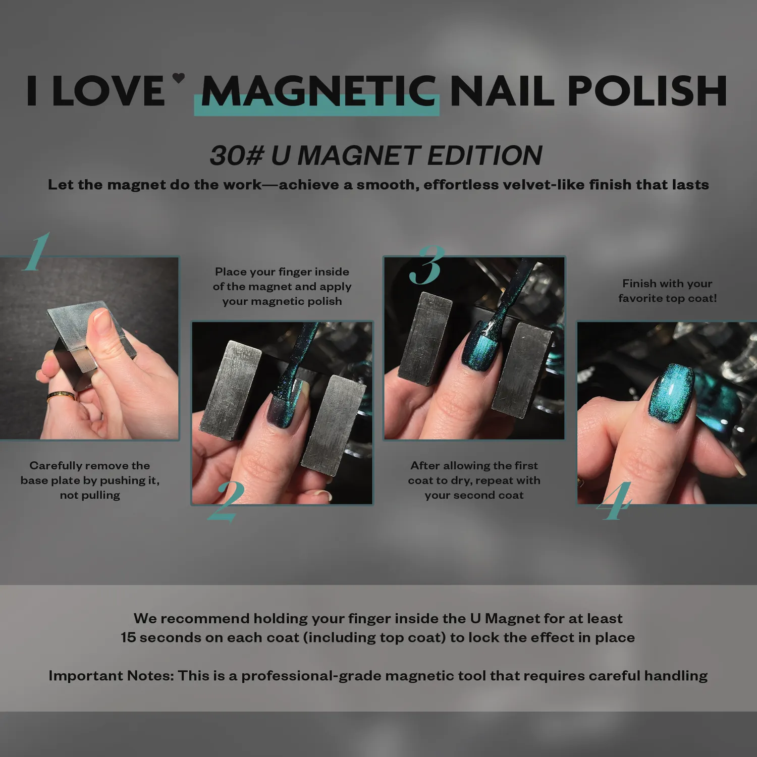 ILNP U Magnet nagelmagnet rosa sammetefffekt