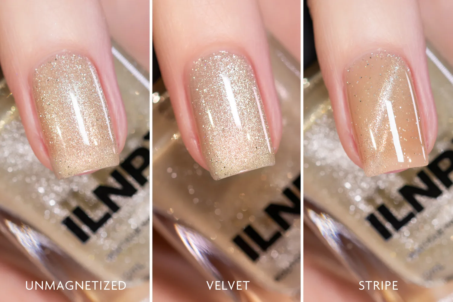 ILNP Velvet Cashmere nagellack beige magnetisk silver