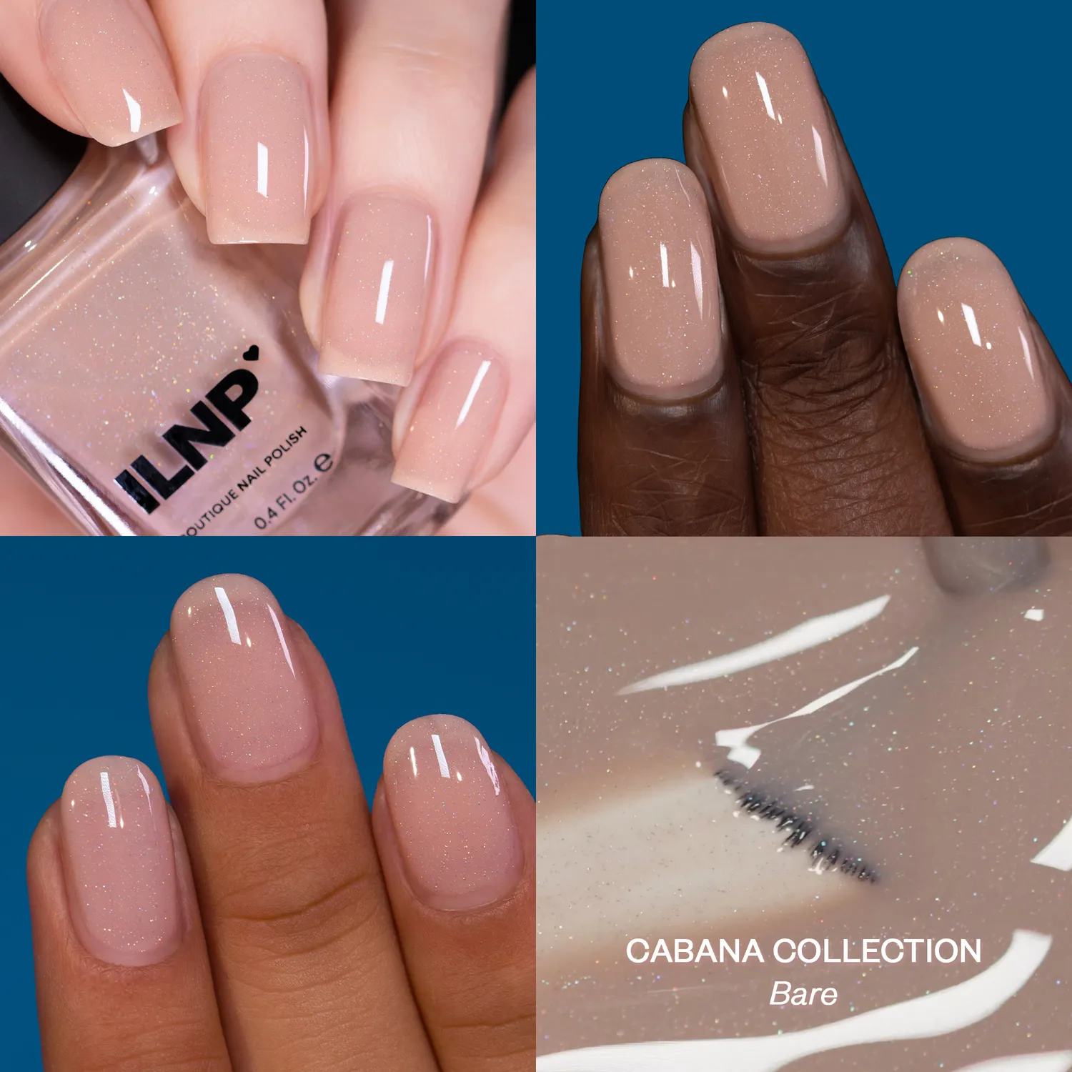 ILNP Bare nagellack beige nude holo