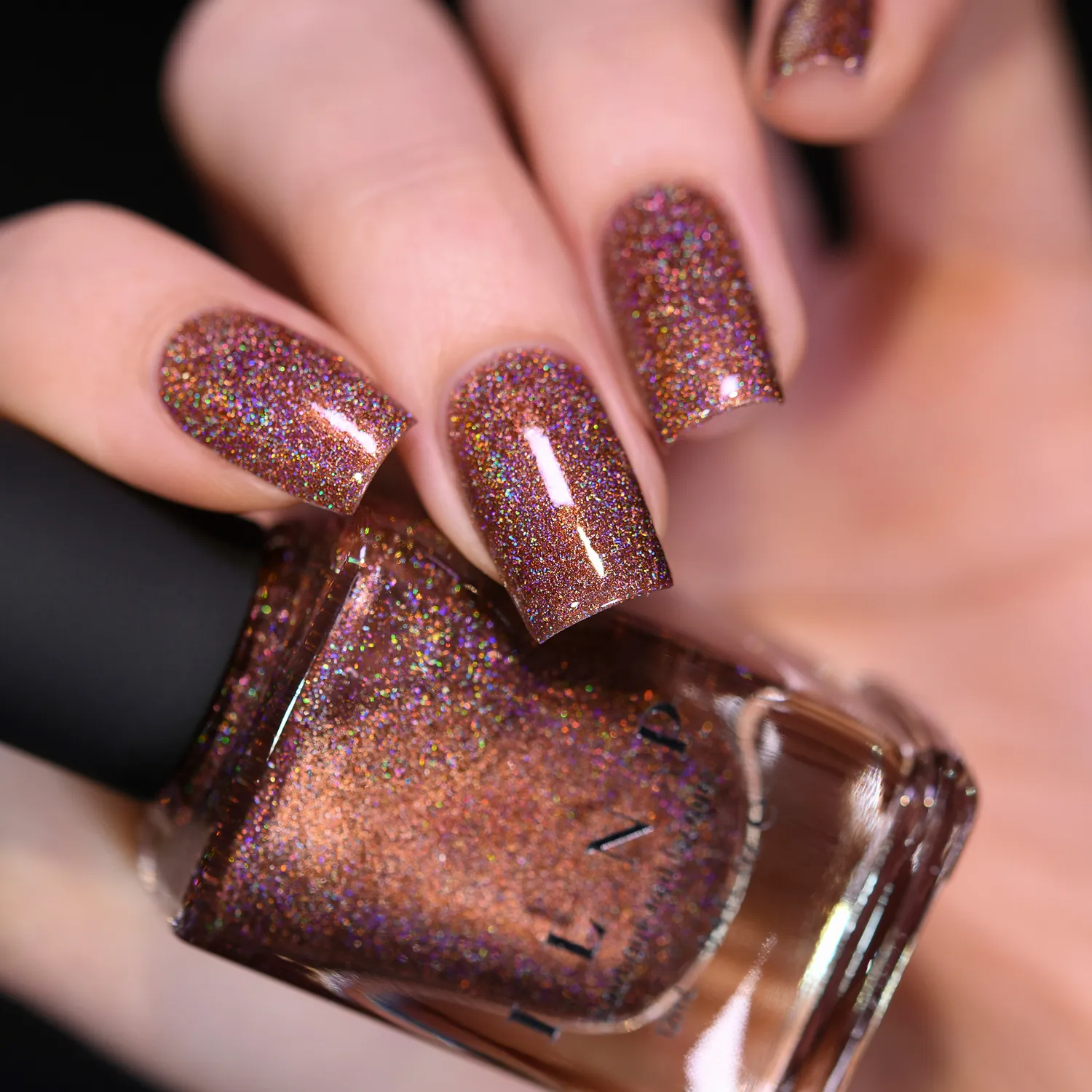 ILNP nagellack Brownstone brun holografisk