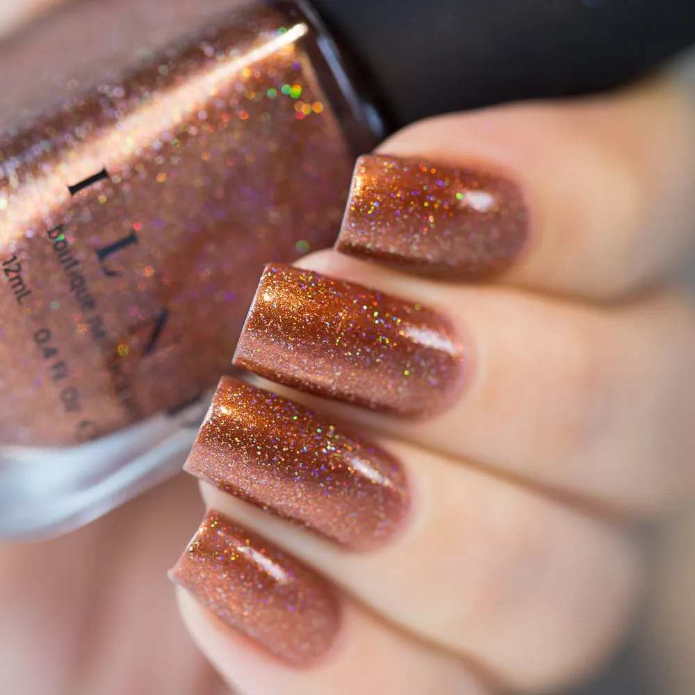 ILNP Cabin Fever nagellack bränd orange holographic