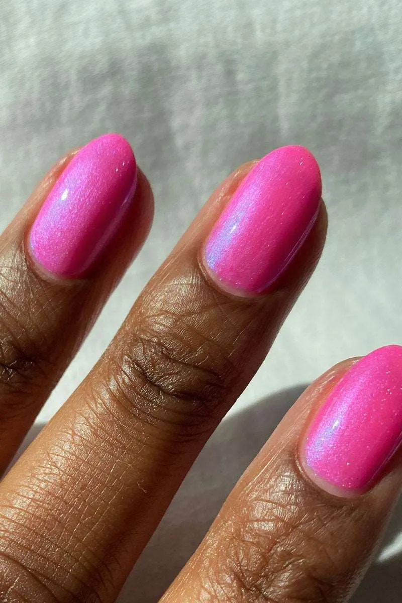 Cirque Colors Flamingo nagellack neonrosa blått skimmer