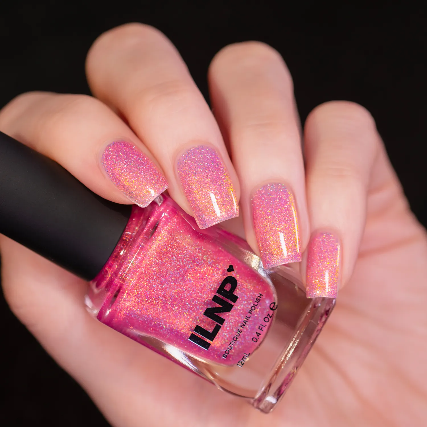 ILNP Sweet Tooth nagellack rosa holografisk jelly