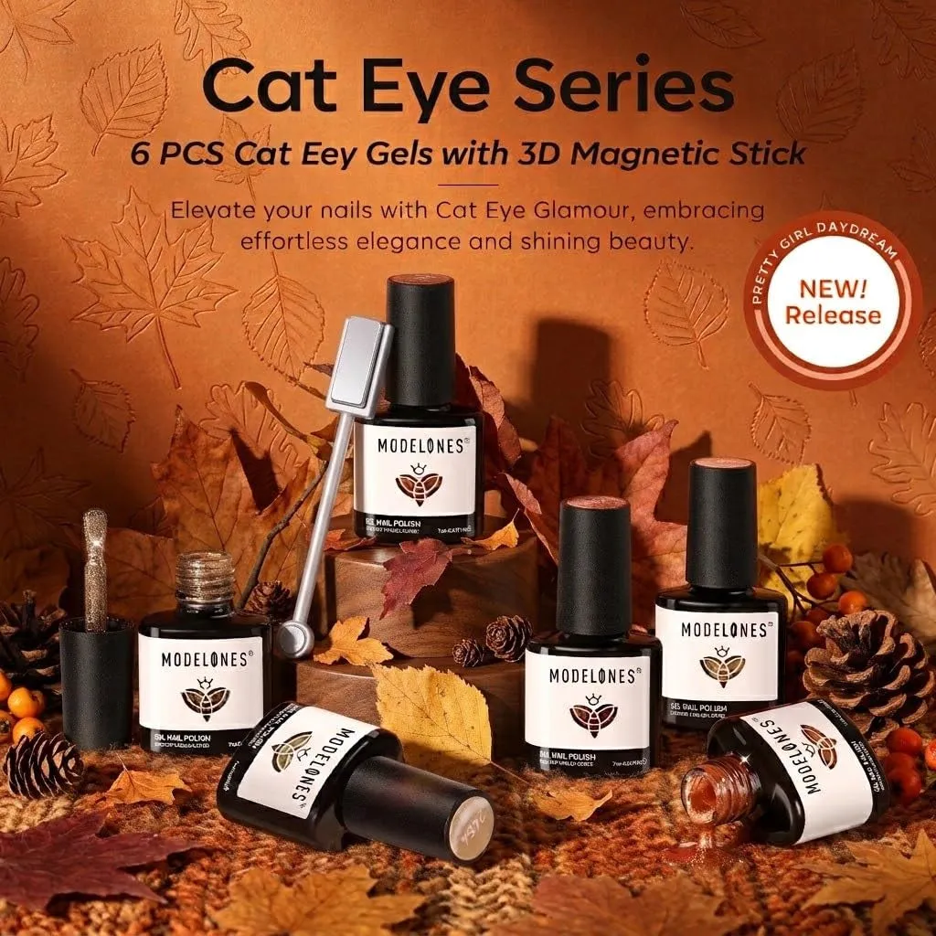 Modelones Autumn Cat-Eye gellack 6-pack skimrande höst