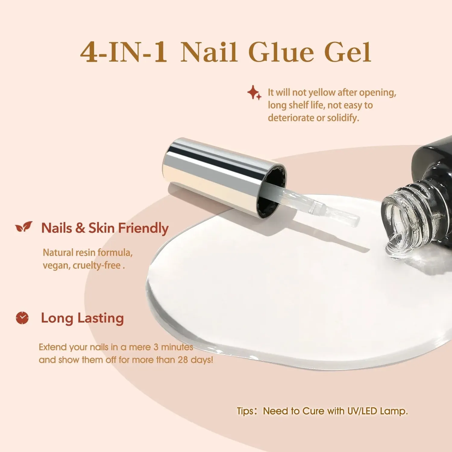 modelones 4-In-1 Multi-Functional Nail Glue Gel 10 ml