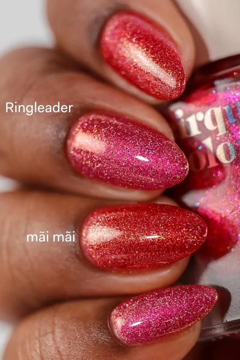 Cirque Colors Ringleader nagellack röd-orange holografisk