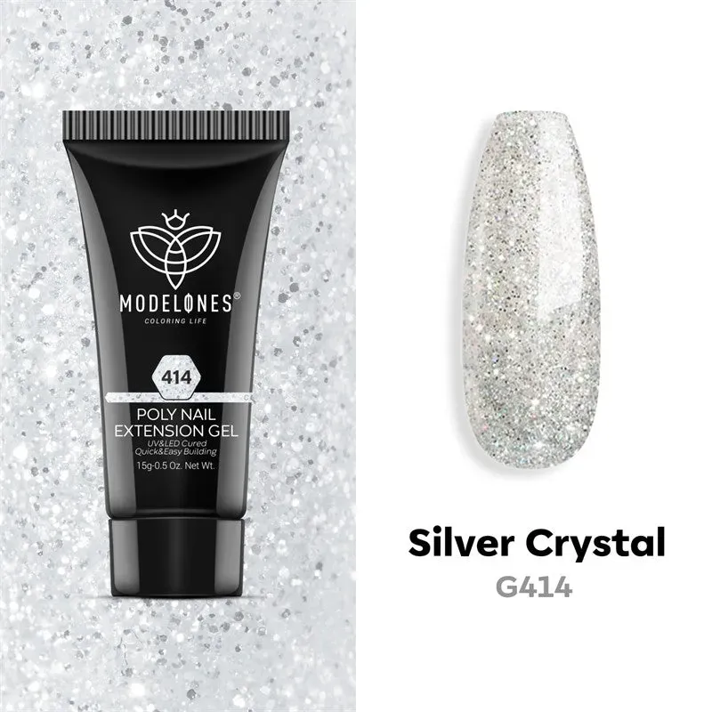 Modelones Silver Crystal polygel silver glitter 15g