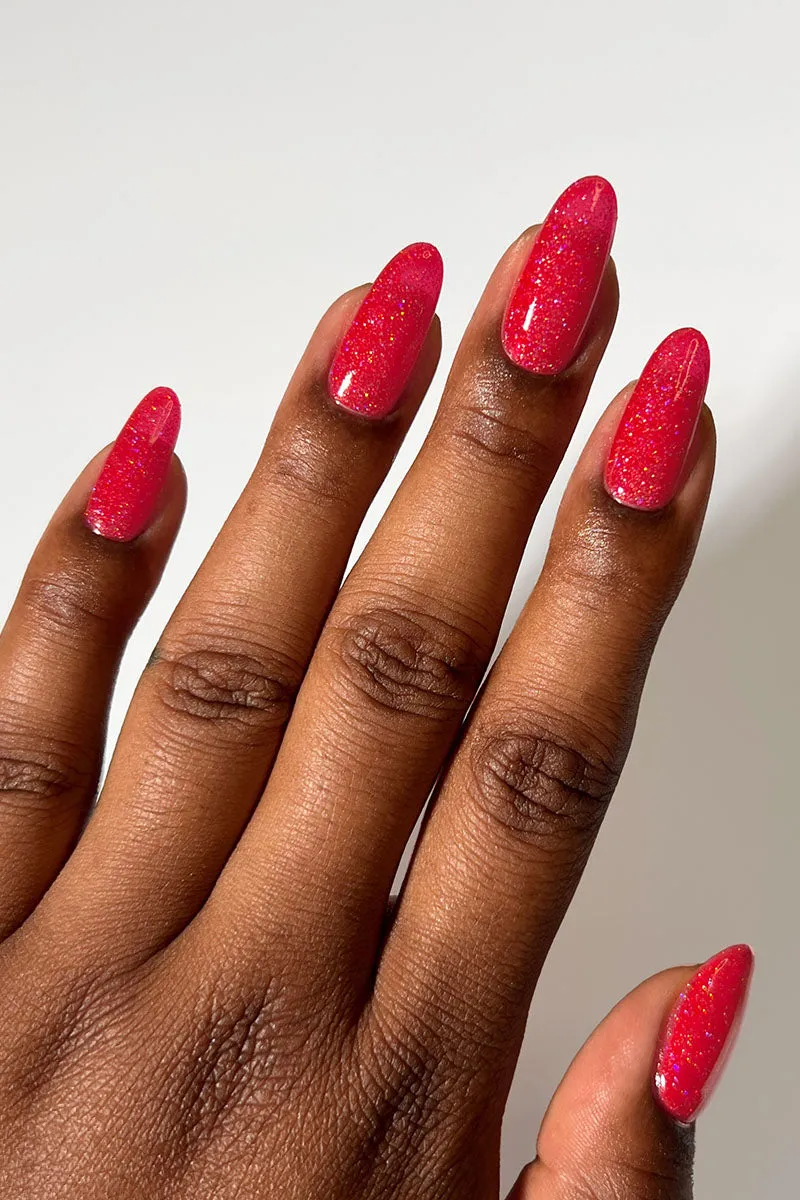Cirque Red Bttms nagellack rött holografiskt