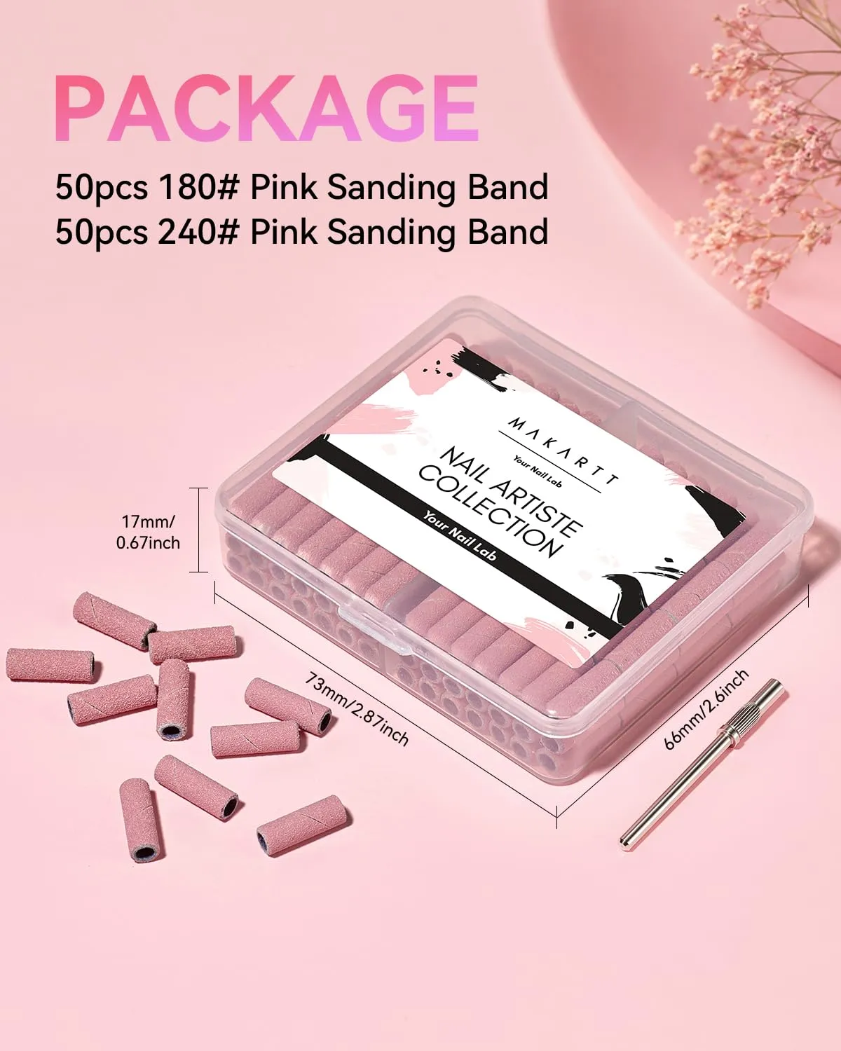 Makartt Mini slipband rosa 180-240 grit skonsam