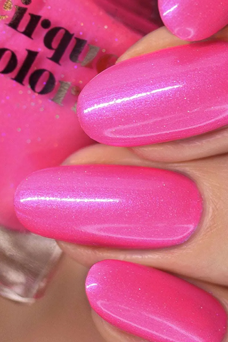 Cirque Colors Flamingo nagellack neonrosa blått skimmer