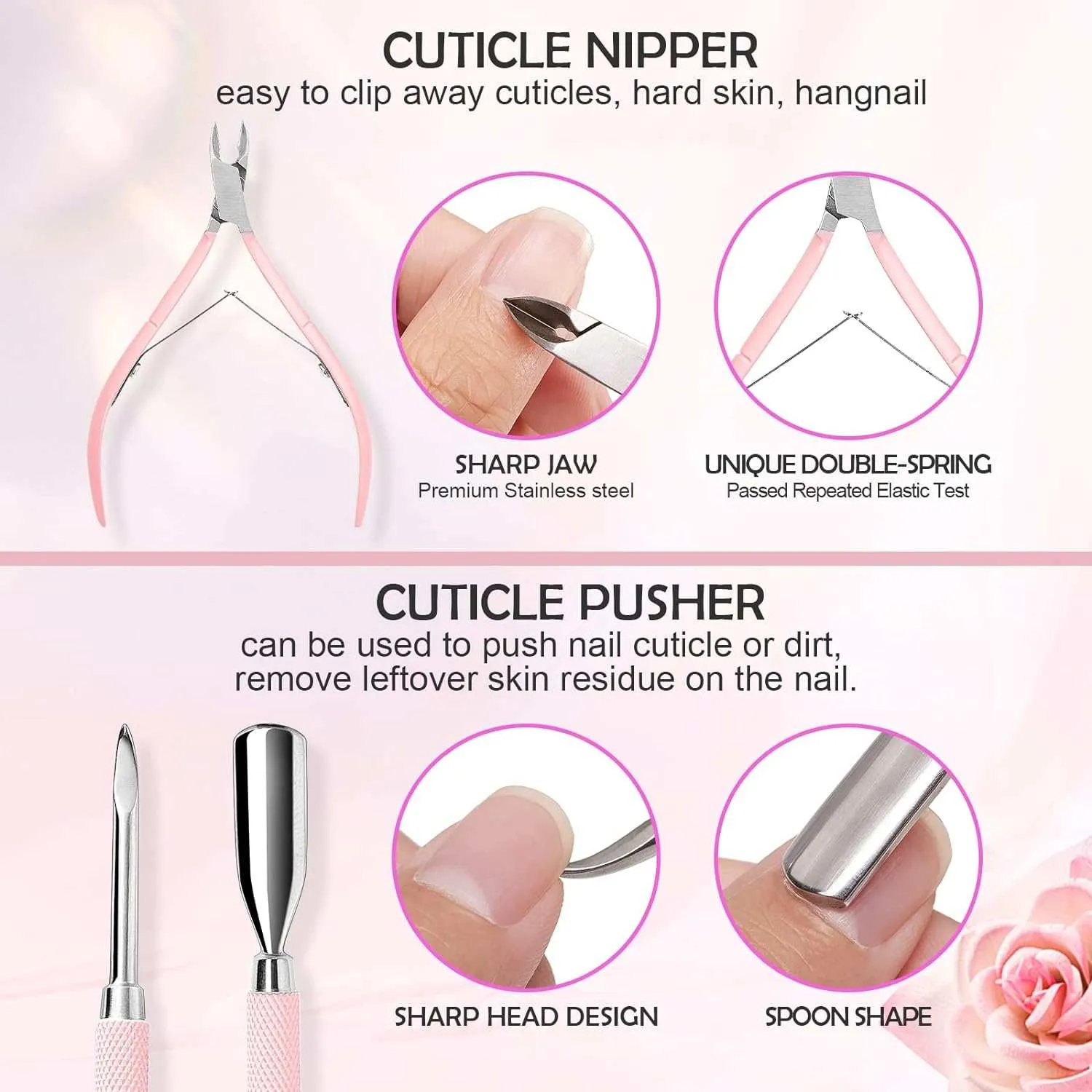 Makartt nagelvårdsset rosa 7 delar för nagelband