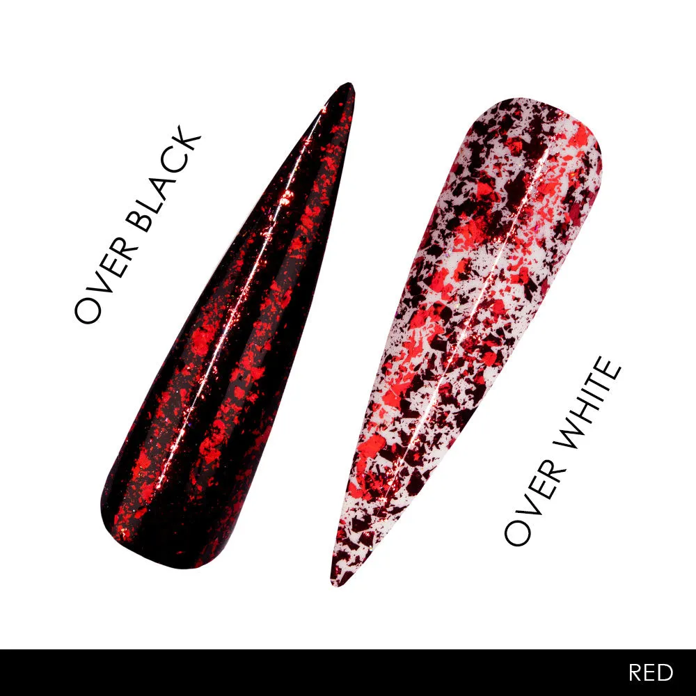 Iz Beauty Red Chrome Flakes nagelflagor röd metallic