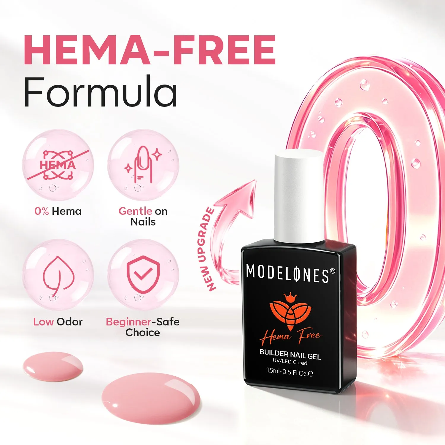 Modelones Builder Gel bygggel Peach Blush 15 ml hemmafri