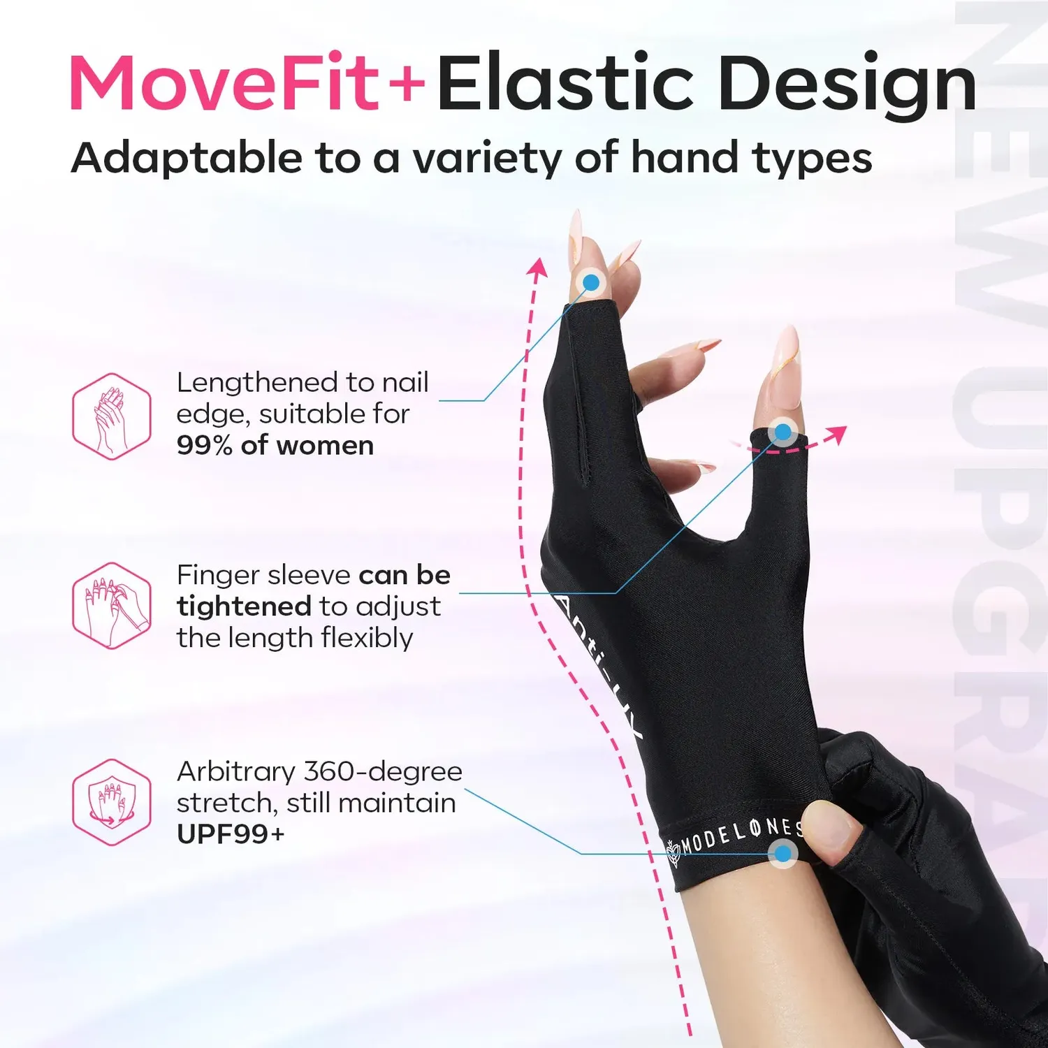 modelones Anti-UV Light Nail Glove uv-handske UPF99+
