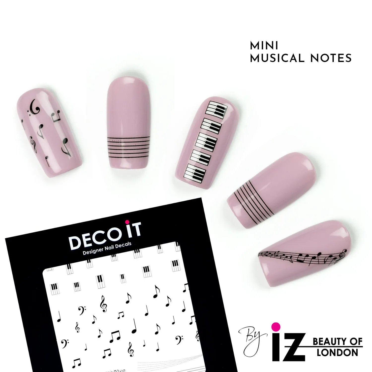 Iz Beauty Mini Musical Notes nageldekaler 40-pack svart