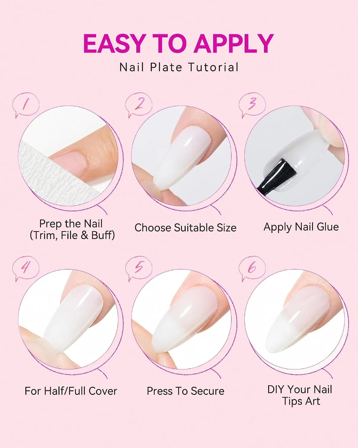 Makartt Natural White nageltippar almond M 420-pack