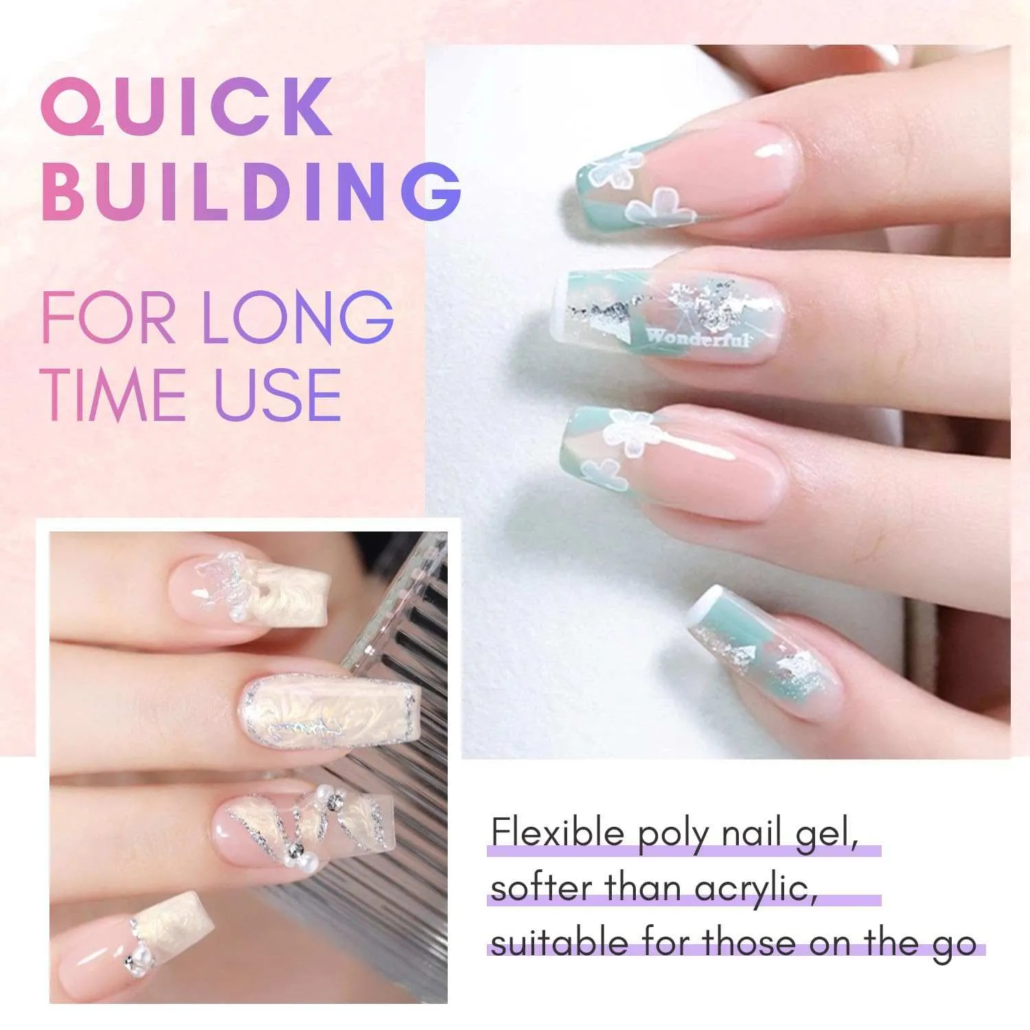 Makartt Poly Nail Gel polygel Natural Pink 50 ml byggande