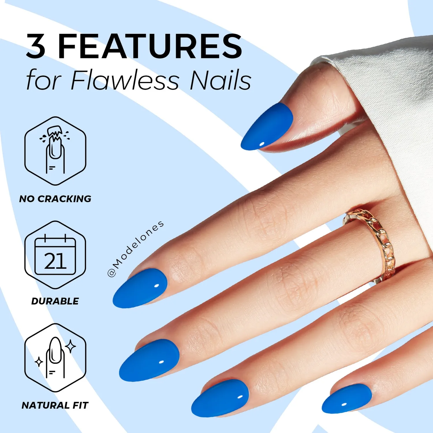 Modelones Sapphire Bold lösnaglar blå krämfärg