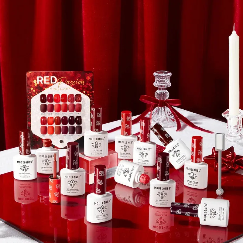 Modelones Hold Me Close gellack set 12-pack röd HEMA-fri