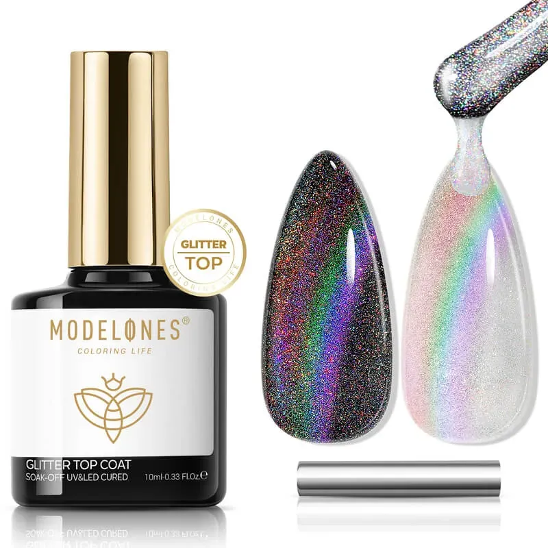 Modelones Holographic Glitter gel top coat cat eye 10 ml
