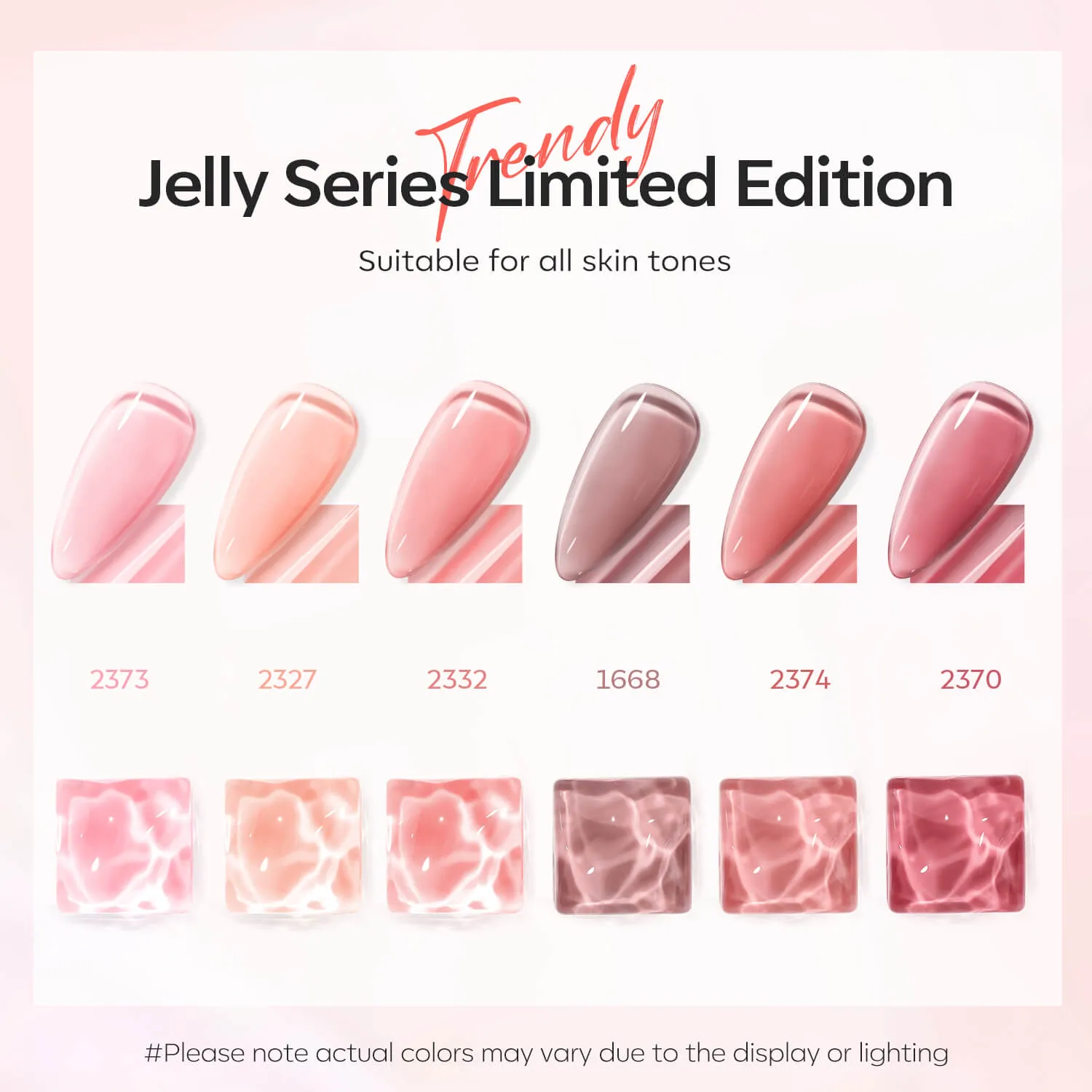 Modelones Glisten Jelly gellacksset 6 färger nude rosa