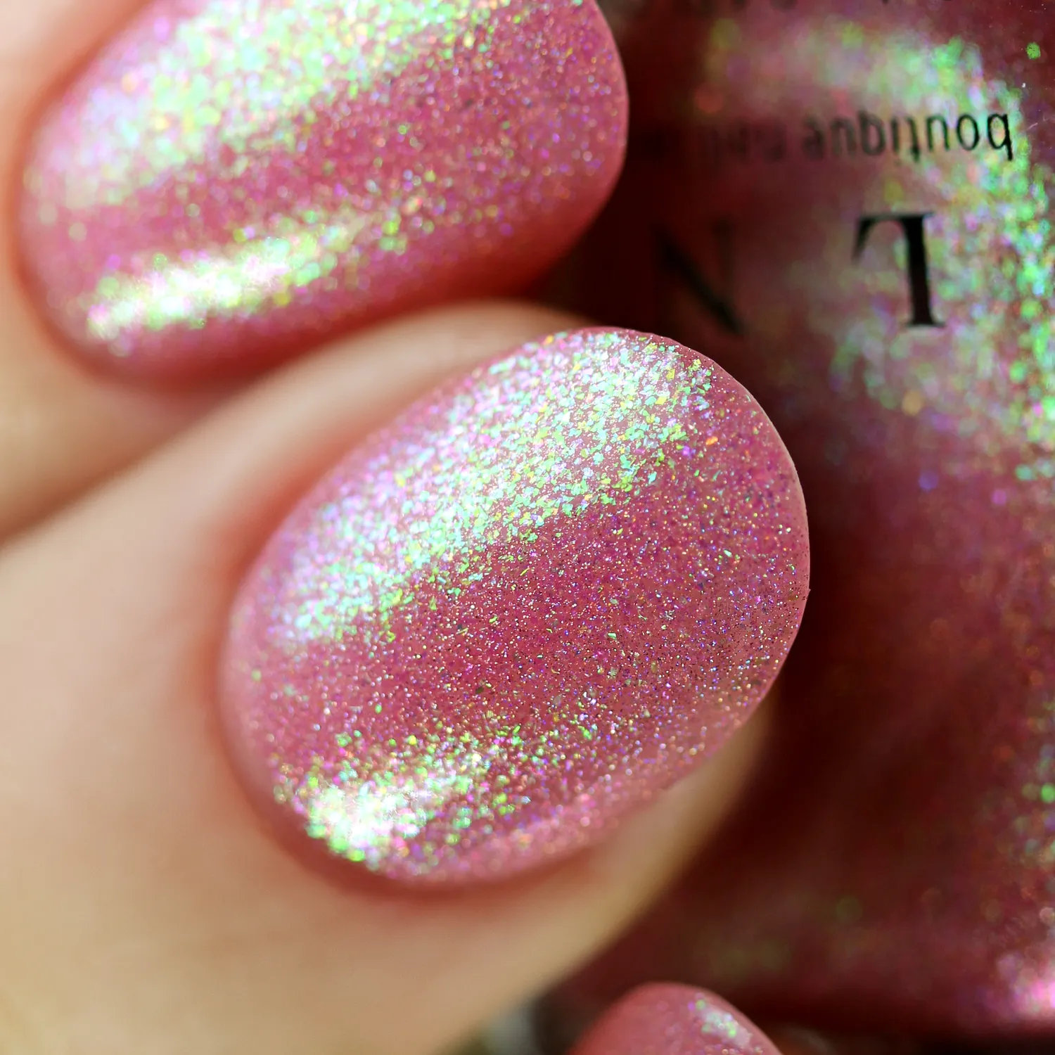 ILNP Pink Flamingo nagellack jelly holografisk rosa