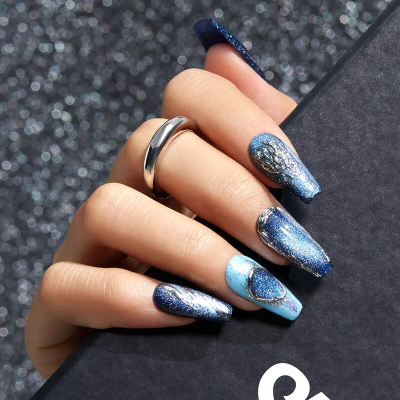 Modelones Inspire Gel Oceanic Glow gellack 15 ml blå cat eye