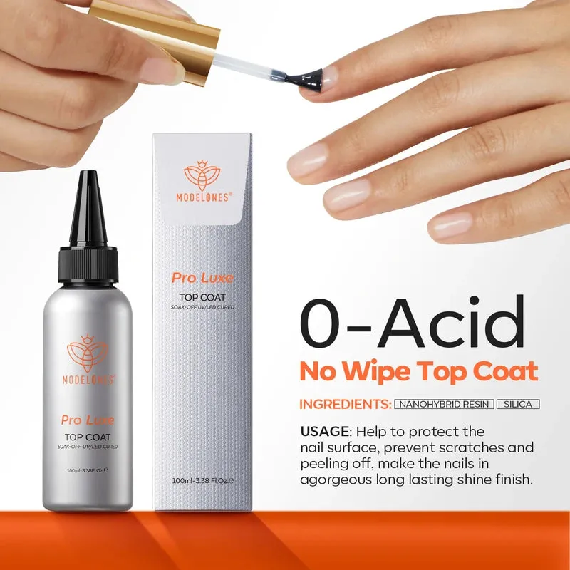 Modelones Pro Luxe Top Coat topplack 100 ml refill glans