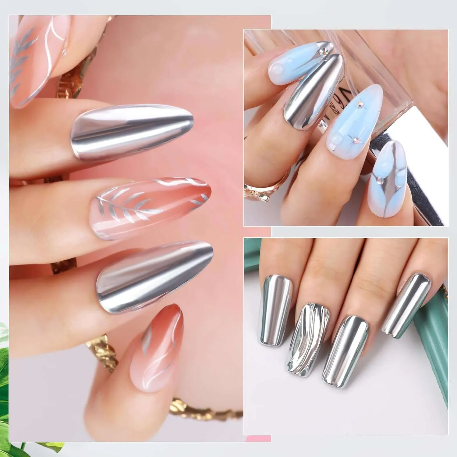 Makartt Mirror Metallic Gel nagellack Silver spegeleffekt